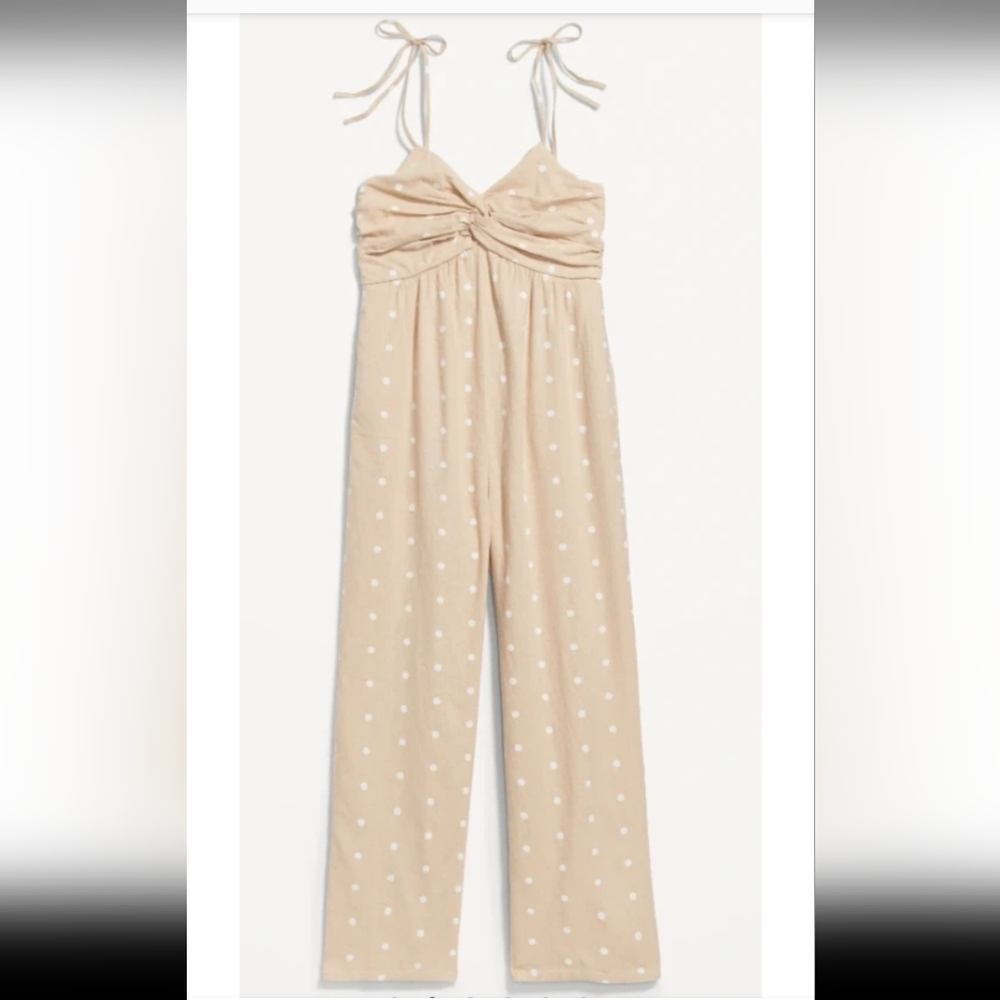 NWT Old Navy Tie-Shoulder Cropped Twist-Front Smocked Jumpsuit 3X
